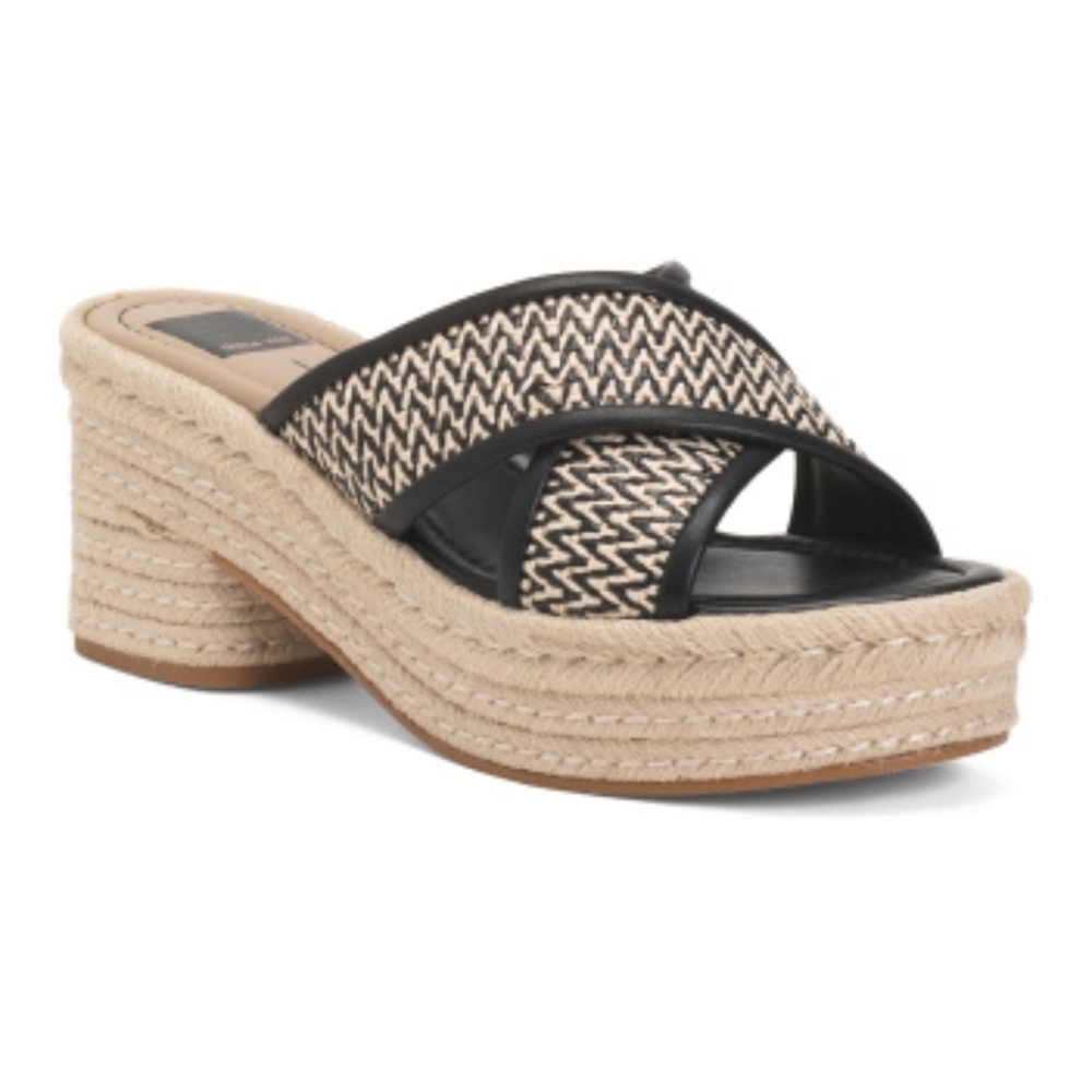 🖤🔹️Dolce Vita 🔹️ Black White Eldora Espadrille Heel Sandals Size 9.5 - Picture 5 of 6
